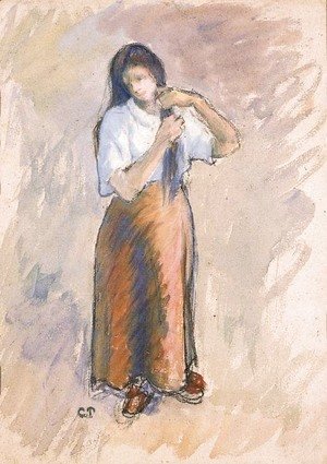 Camille Pissarro - Jeune femme nouant ses cheveux