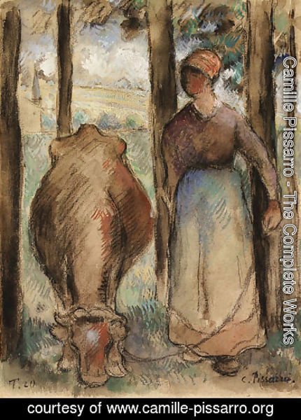 Camille Pissarro - La Vachre (Young Peasant Woman and Cow)