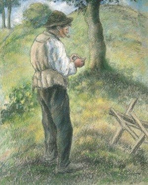 Camille Pissarro - Le Pere Melon allumant sa pipe