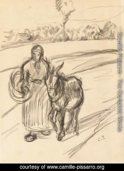 Camille Pissarro - Une femme avec un Ane