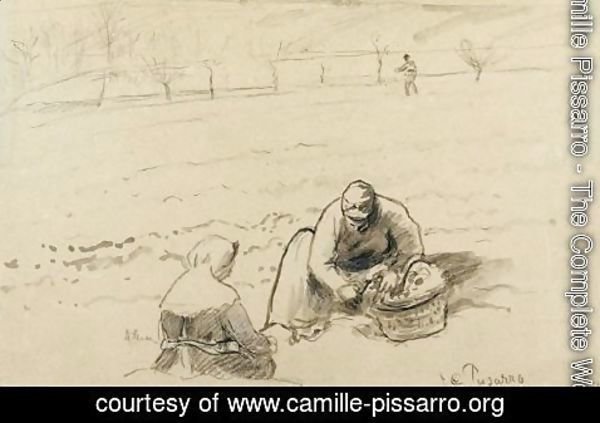 Camille Pissarro - Paysannes Travaillant Aux Champs