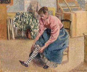 Camille Pissarro - Femme Tirant Son Bas
