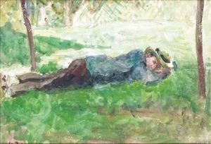 Camille Pissarro - Jeune Paysan Couche Dans L'Herbe