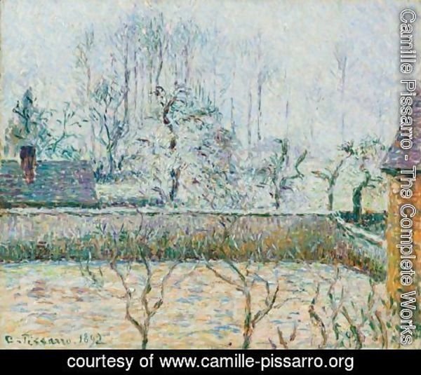 Camille Pissarro - Paysage Avec Maisons Et Mur De Cloture, Givre Et Brume, Eragny