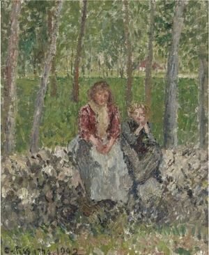 Camille Pissarro - Paysannes Sous Les Arbres A Moret