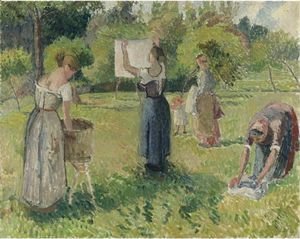 Camille Pissarro - Les Laveuses A Eragny, Esquisse