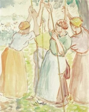 Camille Pissarro - Etude Pour Un Tableau Paysannes Plantant Des Rames
