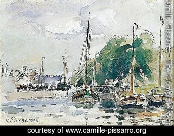 Camille Pissarro - Bateaux A quai