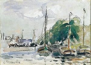 Camille Pissarro - Bateaux A quai