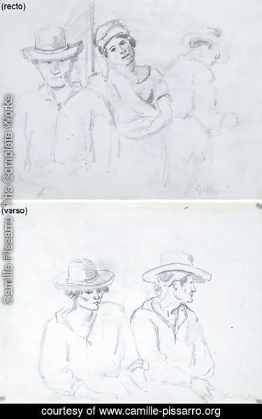 Camille Pissarro - Trois personnages (recto)|Deux hommes assis (verso)