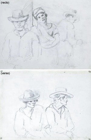 Trois personnages (recto)|Deux hommes assis (verso)