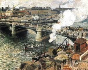 Camille Pissarro - Pont Boildieu in Rouen in a Drizzle