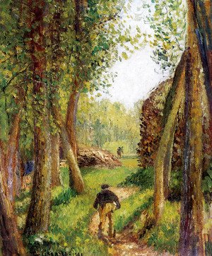 Camille Pissarro - Forest scene with two figures