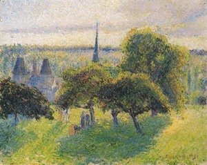 Camille Pissarro - Farm and Steeple at Sunset