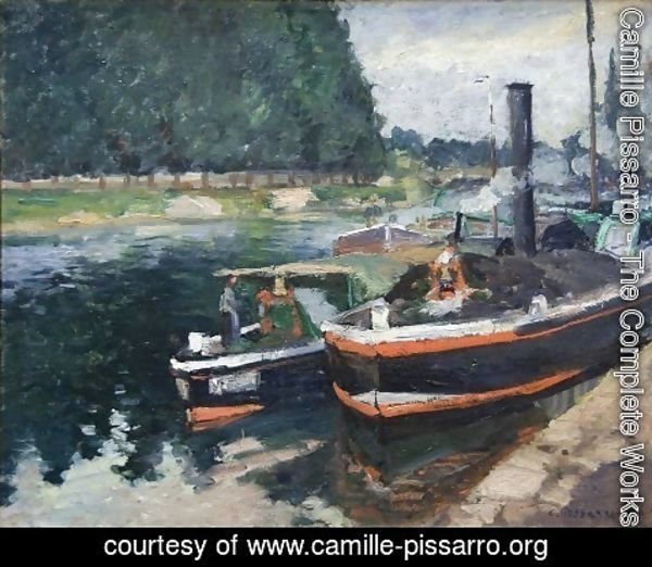 Camille Pissarro - Barges on Pontoise